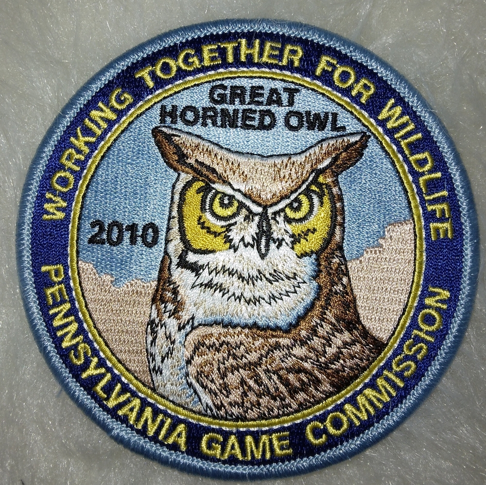 EMBROIDERED PATCH Pennsylvania Game Commission 2010 Great Horned Owl